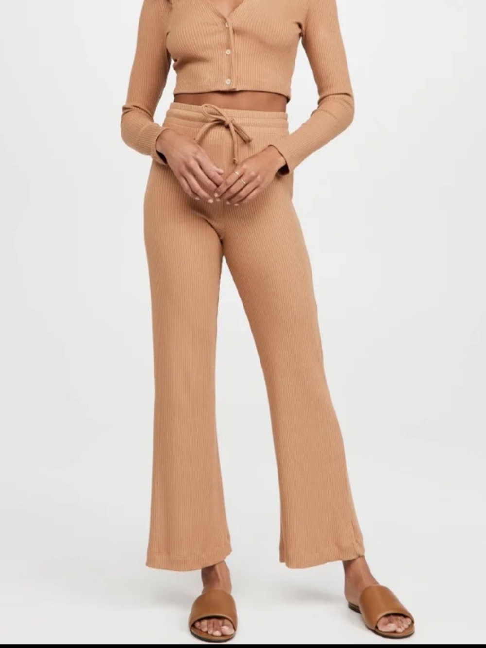 Leset Tan Ali Drawstring Wide Leg Lounge Pant Size xs